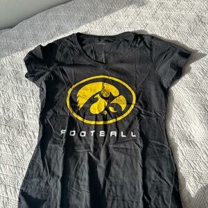 Iowa Hawkeyes Black and Yellow Football T-Shirt